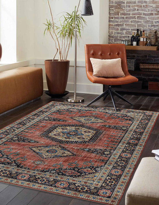 Tracy Traditional 8'0\" x 10'0\" Area Rug in Orange Indoor Area Rug