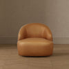 Lukas Contemporary Modern Upholstered Swivel Accent Chair in Camel | Fauteuil d’appoint pivotant moderne contemporain Lukas en tissu camel