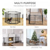 Pawhut Dog Playpen Diy Adjustable, Puppy Play Pen Dog Fences Indoor With Automatically Close Lock, P|Pawhut Barriere De Securite Pour Animaux Domestiques, Parc A 6 Panneaux, Cheminee, Arbre De Noel, Cl