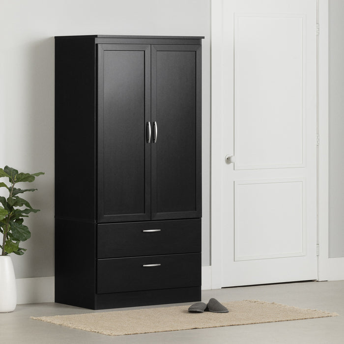 Acapella Wardrobe Armoire Pure Black - South Shore Accent Cabinet