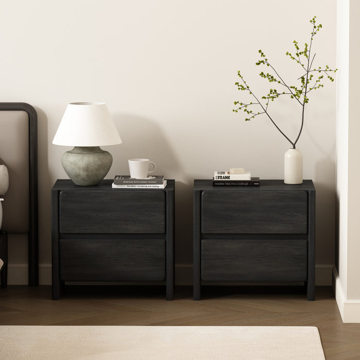 Linda Modern 24\" Nightstand in Charcoal Gray (2-Drawer) - Set of 2