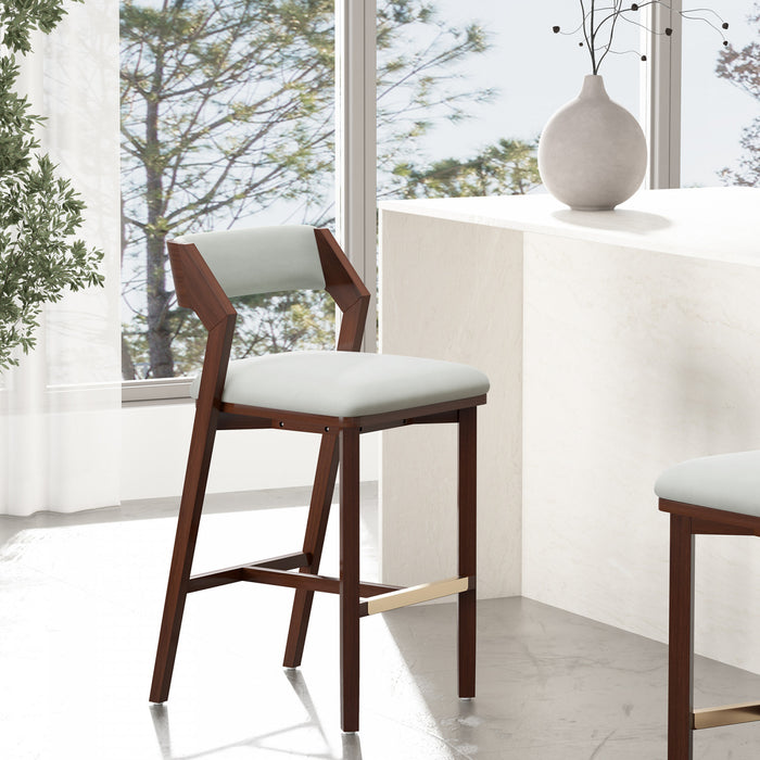 Patricia Modern Wood Upholstered Barstool in White Glacier Bar Stool