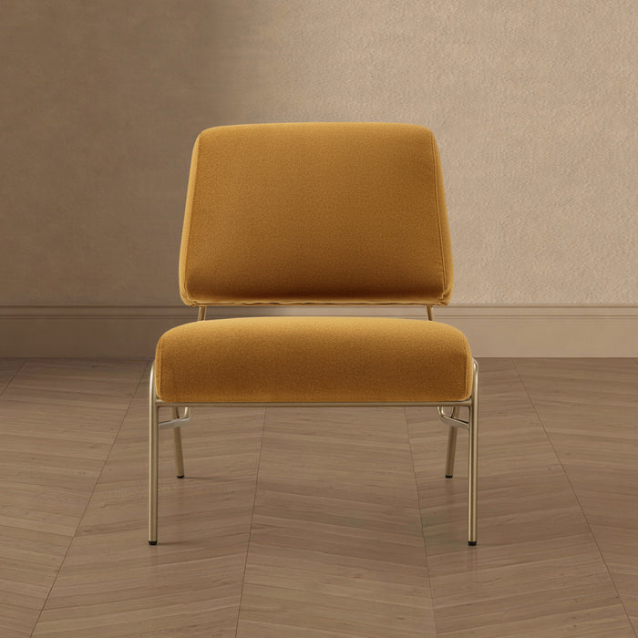 Serenity Contemporary Modern Metal Upholstered Lounge Chair in Mustard
