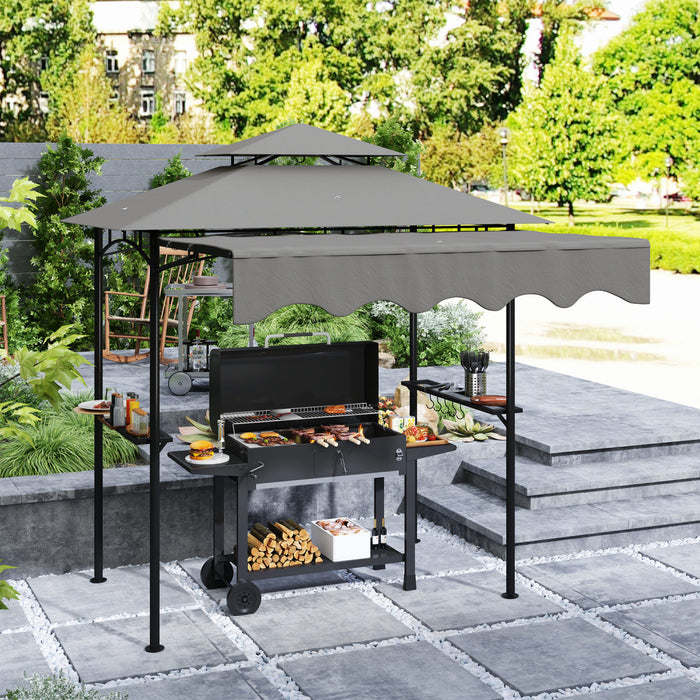 Outsunny 8' X 5' Grill Gazebo, Double Tiered Barbecue Gazebo, Light Grey