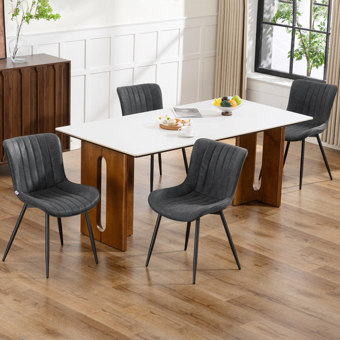 HOMCOM Dining Chairs Set of 4 with Backrest and Steel Legs, Black