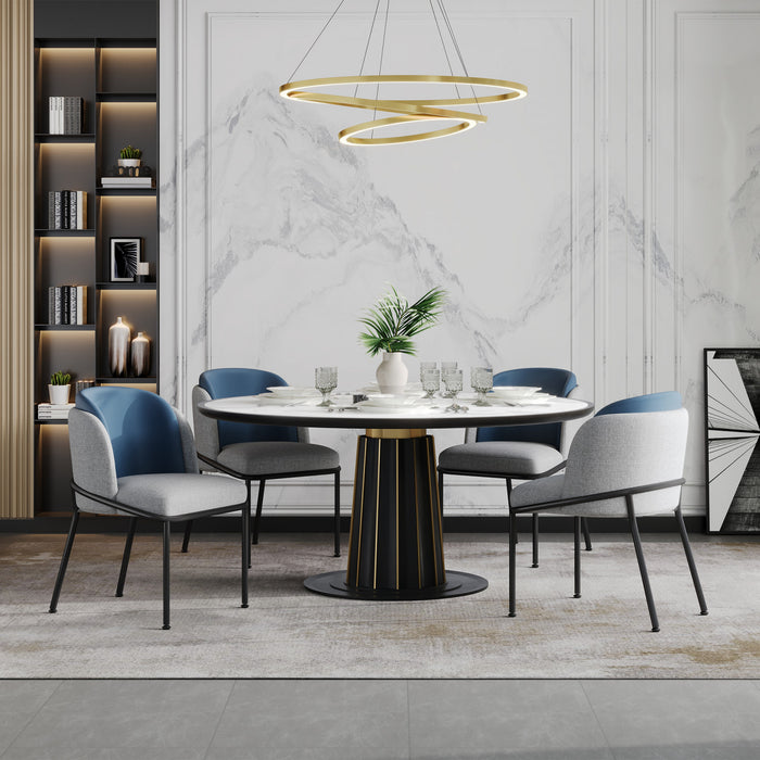 Olivia Set of 4 Modern Dining Chair with Slanted Legs and Adjustable Feet,Blue&Gray