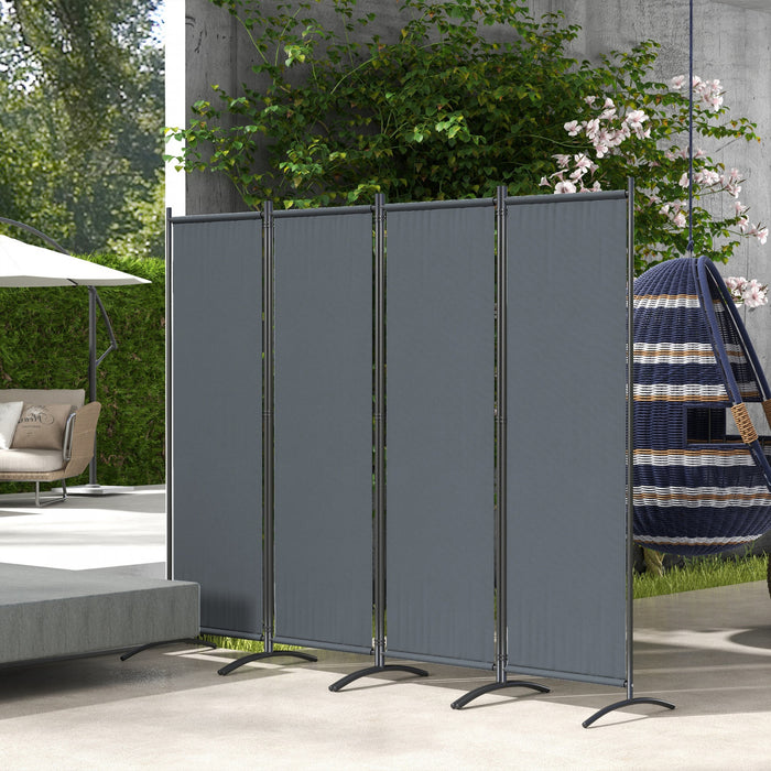 Outsunny Room Divider, 5.6ft Folding Privacy Screen, Dark Grey