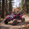 Qaba 24V 2 Seater Ride On Car for Kids, Electric Kids UTV with Dual 120W Motors, Remote Control, 4-Wheel Suspension, Soft Start, Seat Belt, Rear Storage, Music for Ages 3-8, Pink