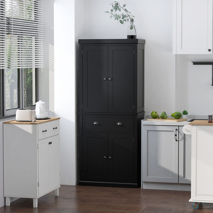 HOMCOM Kitchen Pantry Storage Cabinet, Tall Pantry with Drawer Black
