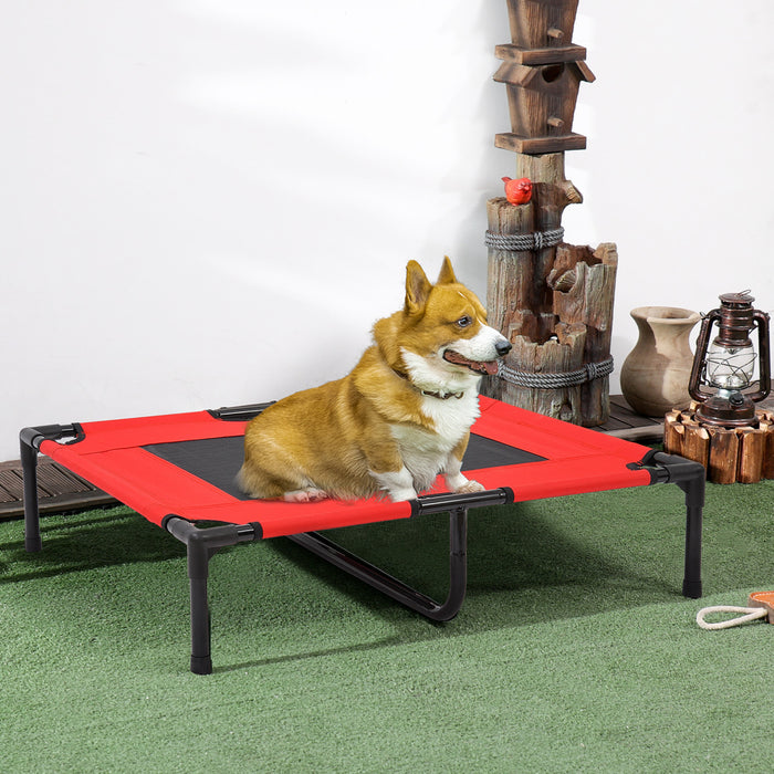 Pawhut Elevated Dog Bed, Dog Cot Bed, Cooling Raised Pet Cot Indoor Outdoor With Washable Breathable Mesh, Non-slip Plastic Feet, 31\" X 27\", Red