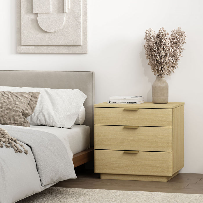 Payton Modern 26\" Nightstand in Natural Oak (3-Drawer)