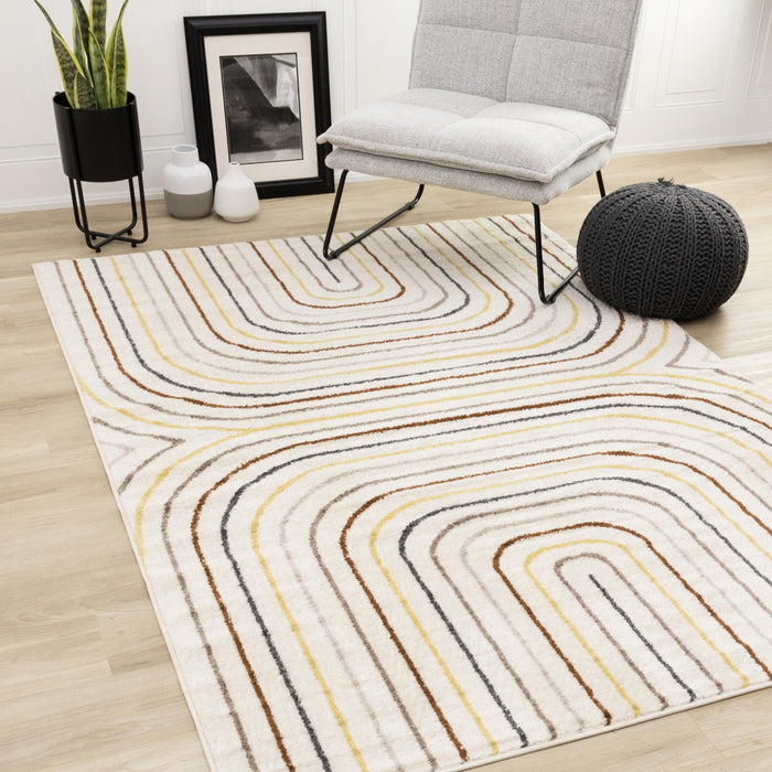 Marley Multi-Colour Double Rainbow Area Rug - 5'3\" x 7'7\"