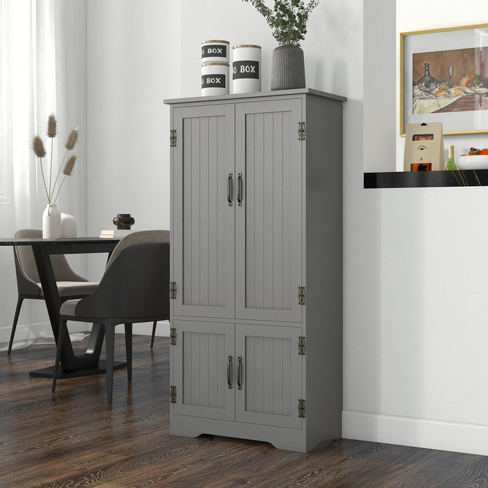 HOMCOM 48\" Kitchen Pantry, Kitchen Storage Cabinet with Shelves, Grey