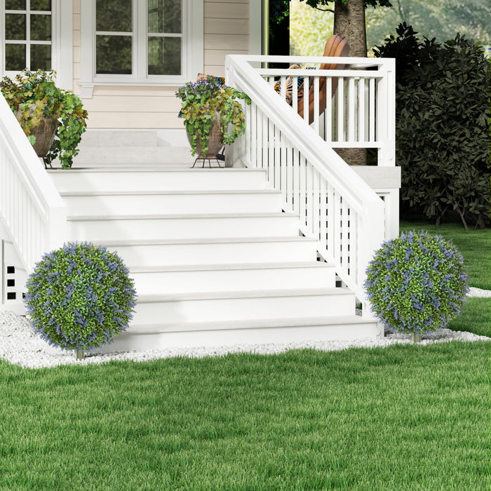 HOMCOM Artificial Plants Faux Lavender Set of 2, UV Protected Fake Plants