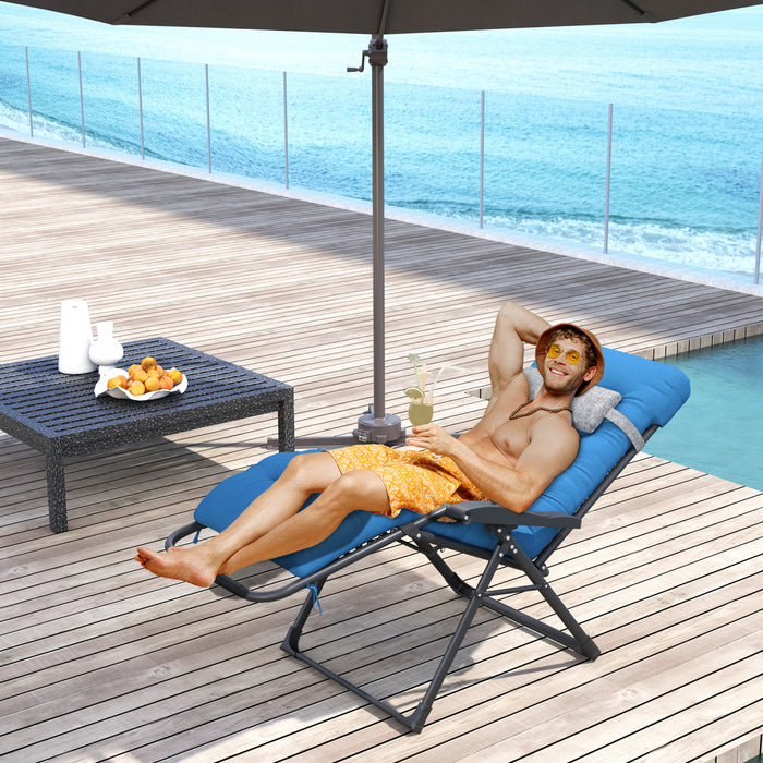 Outsunny Padded Zero Gravity Chair, Folding Recliner Chair, Navy Blue