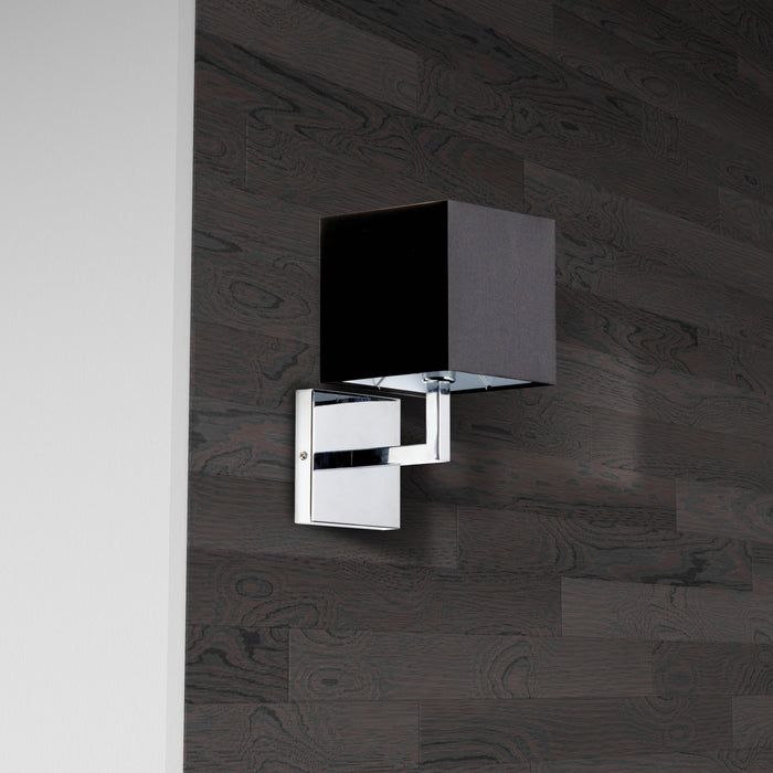 Dainolite Lucas 1 Light Wall Sconce Polished Chrome Black Shade Finish Lamp