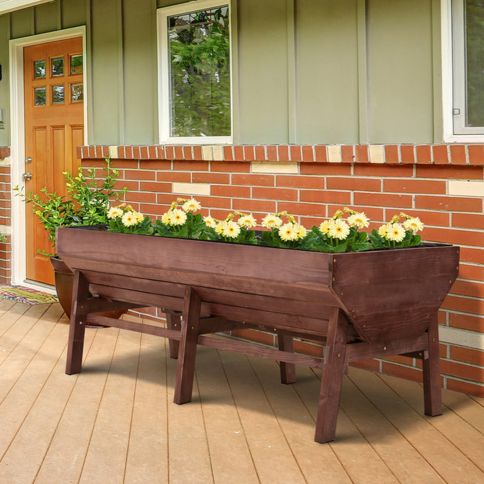 Outsunny 71'' X 32' X 28'' Wooden Raised Garden Bed, Planter Box With Non-woven Fabric, Free Standing Planting Container, Dark Red