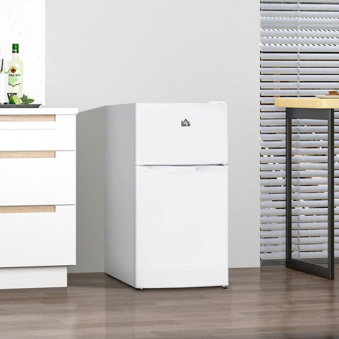 HOMCOM 3.2 Cu Ft Mini Fridge with Freezer Adjustable Shelf Reversible Doors