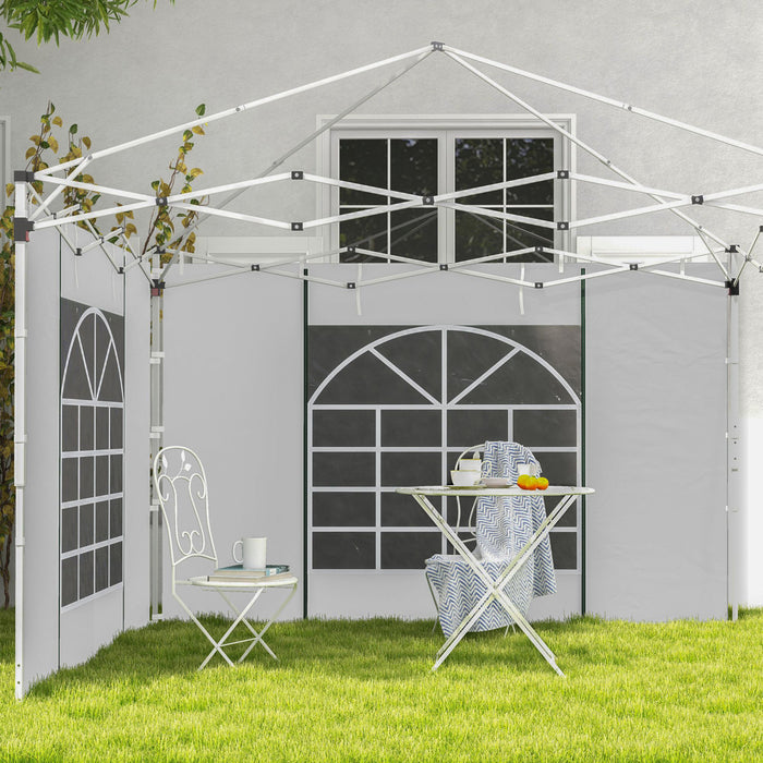 Outsunny Instant Canopy Sidewalls With Windows And Doors, For 10' X 10' Or 10' X 20' Pop Up Canopy, Canopy Walls Replacement, 2pcs, White
