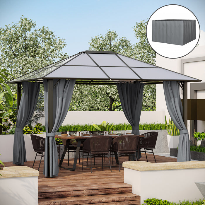 Outsunny Replacement Gazebo Curtains With Zipper, 4-panel Gazebo Privacy Side Panels Only, For 10' X 12' (3 X 3.6 M) Gazebos Or Pergolas, Hooks/c-rings Included, Dark Grey