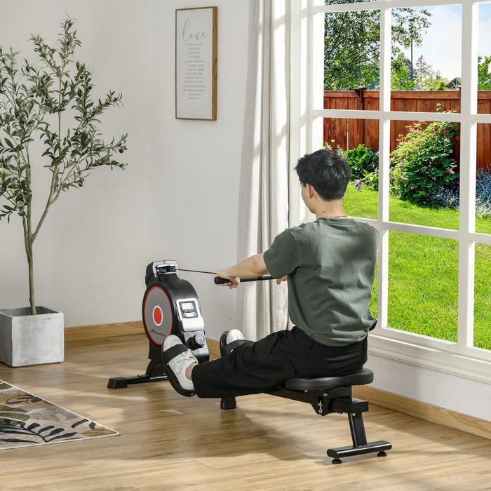 Soozier Magnetic Rowing Machine, Foldable Rower With 8 Level Resistance, Digital Monitor & Transport Wheels For Home Gym