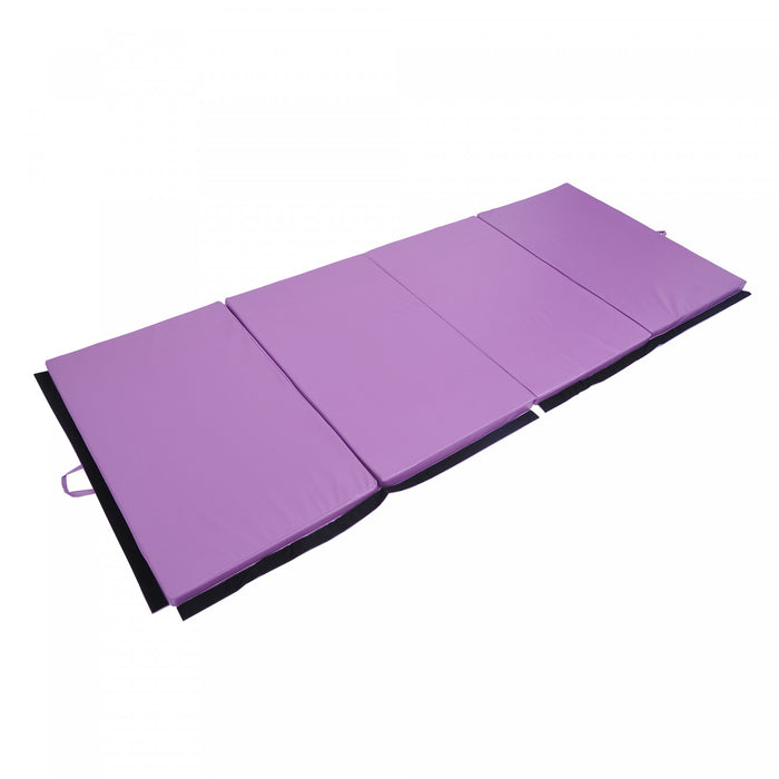 Soozier 4'x10'x2\" Folding Gymnastics Tumbling Mat, Exercise Mat With Carrying Handles For Yoga, Mma, Martial Arts, Stretching, Core Workouts, Purple