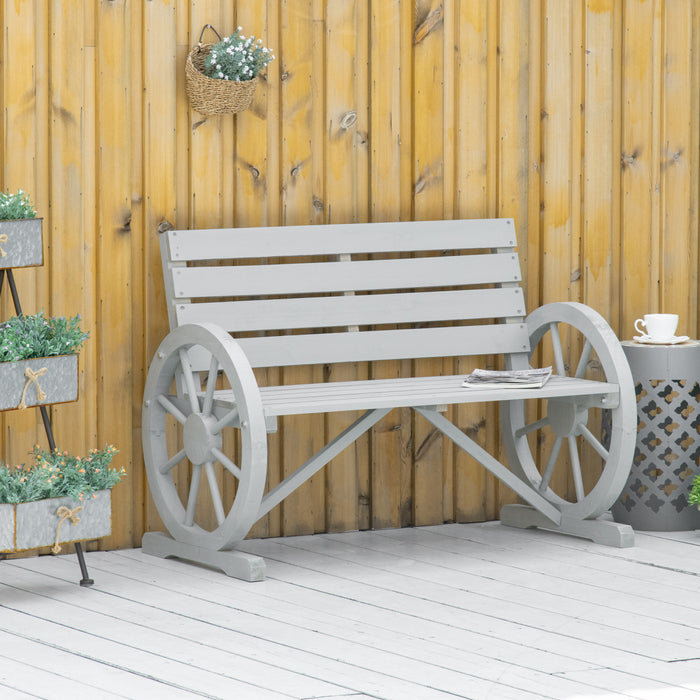 Outsunny 50\" Outdoor Metal Garden Bench With Vintage Bird Pattern