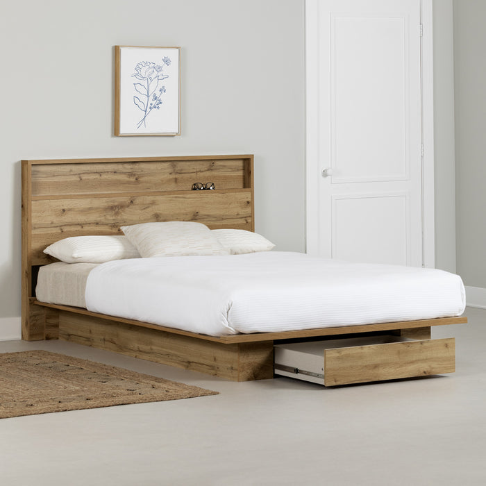 Cavalleri Platform Bed And Headboard Set Nordik Oak - South Shore