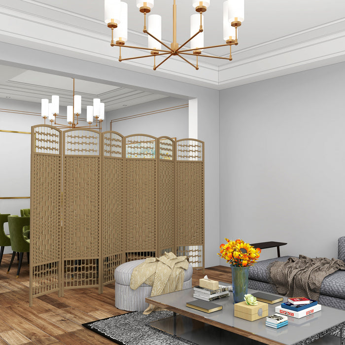 HOMCOM 5.6ft Folding Room Divider, Freestanding Privacy Screen, Natural