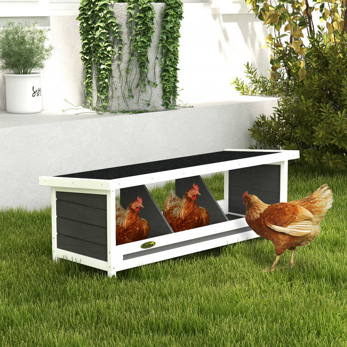 Pawhut Wood Nesting Boxes For Chickens, Laying Nest Box, Chicken Coop Accessories With Asphalt Roof, Easy To Assemble, Fits Up To 3 Chickens, Grey
