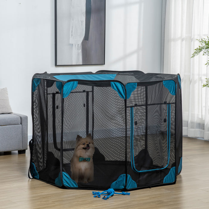 Pawhut Portable Outdoor Cat Playpen, Exercise Pen Kennel With Carrying Bag, Zippered Cover, Water-resistant Bottom, For Small Dogs, Rabbits, Guinea Pigs, Φ59\" X 39\"