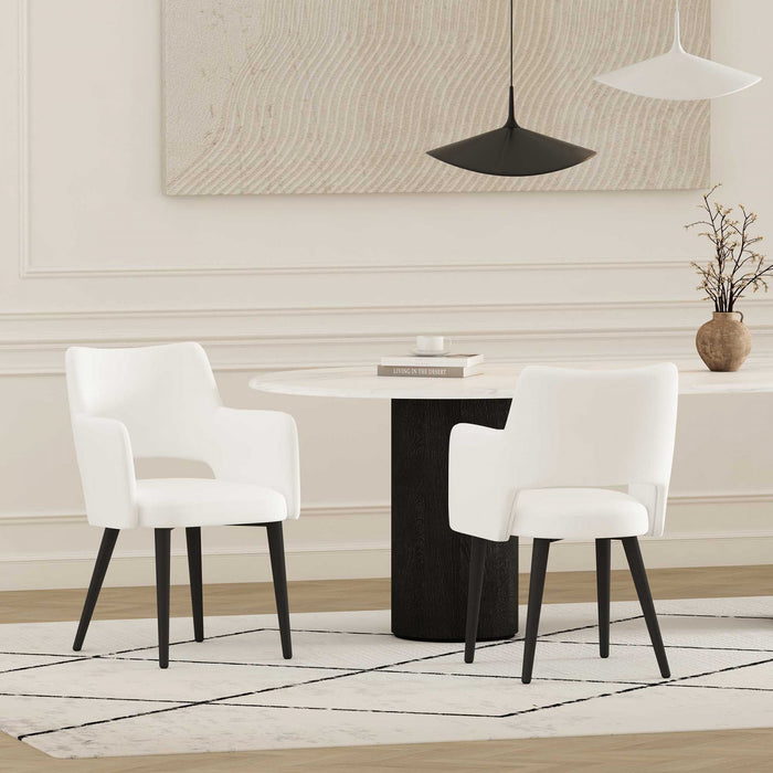 Tremont Modern Vegan Leather Metal Armchair in White - Set of 2