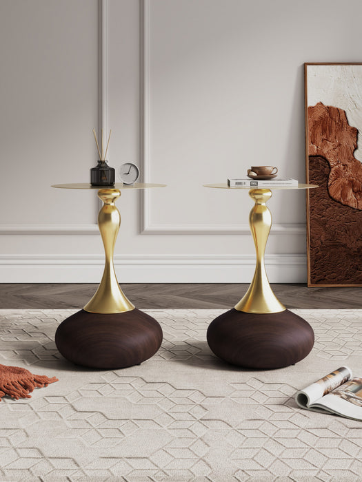 Patchin Modern End Table in Brown and Gold - Set of 2