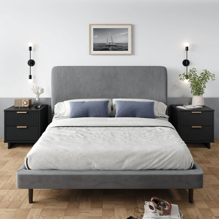 Granville Modern 18\" Nightstand in Black (2-Drawer) - Set of 2