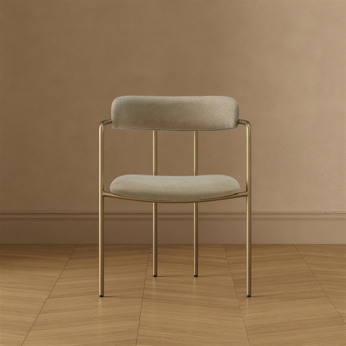 Serene Mid-Century Modern Metal Upholstered Dining Chair in Taupe