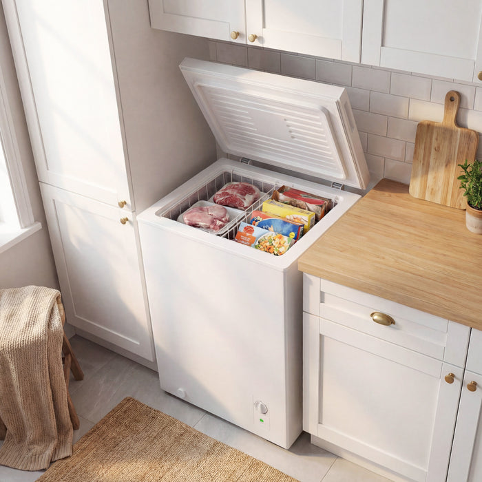 HOMCOM Mini Freezer, 3.5 Cu.Ft Compact Chest Freezer, White
