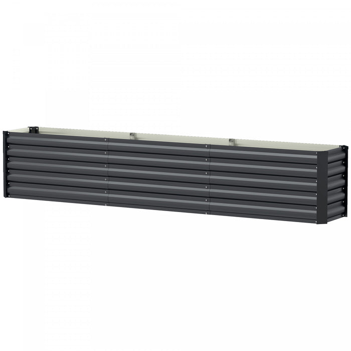 Outsunny 8x1.3x1.5ft Galvanized Raised Garden Bed, Open Bottom, Dark Grey