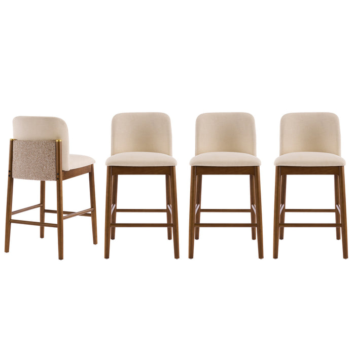 Lois Rubber Wood Counter Stool Set of 4 with Upholstered Seat and Footrest,Beige