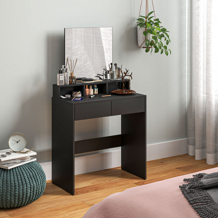 HOMCOM Makeup Vanity Desk with Mirror, Drawers, Black