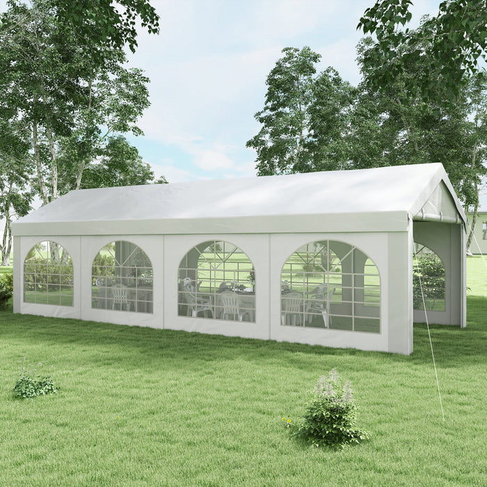 Outsunny 10' X 26' Party Tent And Carport, Heavy Duty Outdoor Canopy Tent Shelter Portable Garage With Removable Sidewalls, 2 Doors And Windows, Tents For Parties Events Bbq Grill