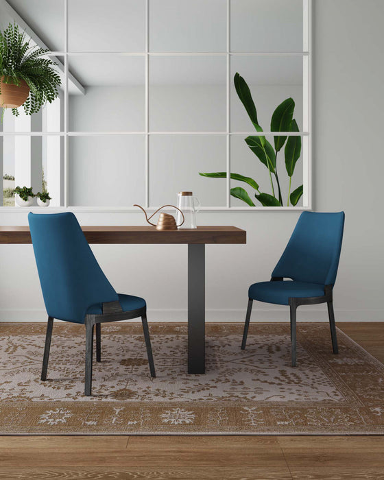 Kara Modern Wood Upholstered Dining Chair in Blue - Set of 2