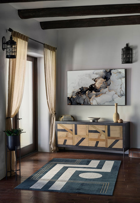 Erisa Contemporary 5'1\" x 7'7\" Area Rug in Blue Indoor Area Rug