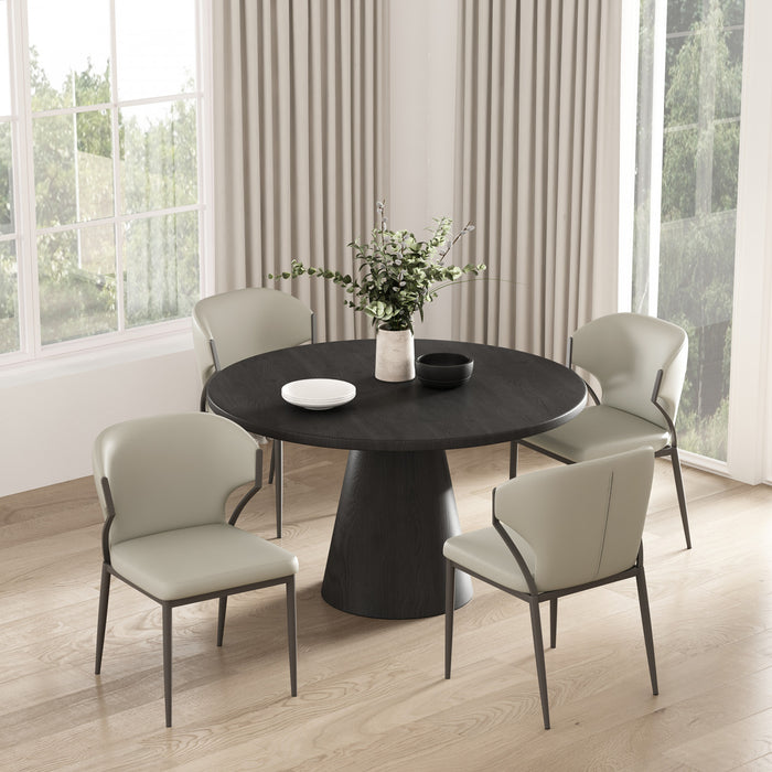 Kirsten Modern Vegan Leather Metal Dining Chair in Light Gray - Set of 4