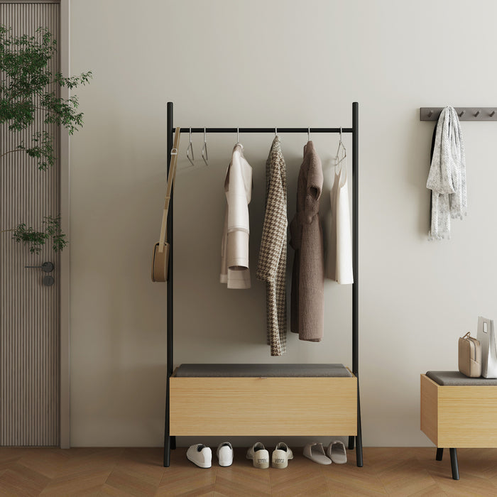 Paloma Modern 38\" Open Hanging Closet in Light Oak Armoire