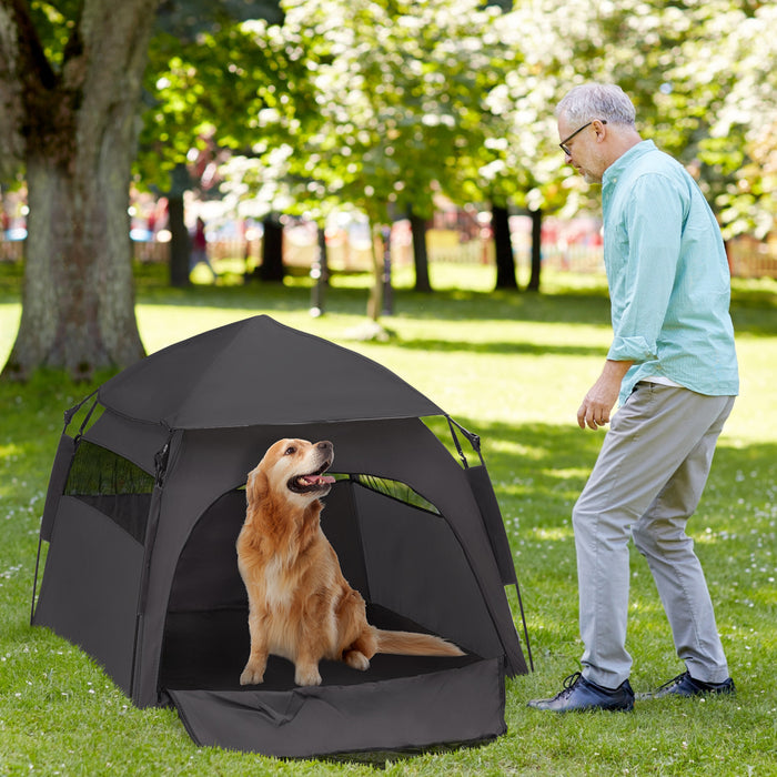 Pawhut Pop Up Dog Tent For Large, Extra Large Dogs, Portable Pet Playpen Tent For Beach, Backyard, Home, Grey