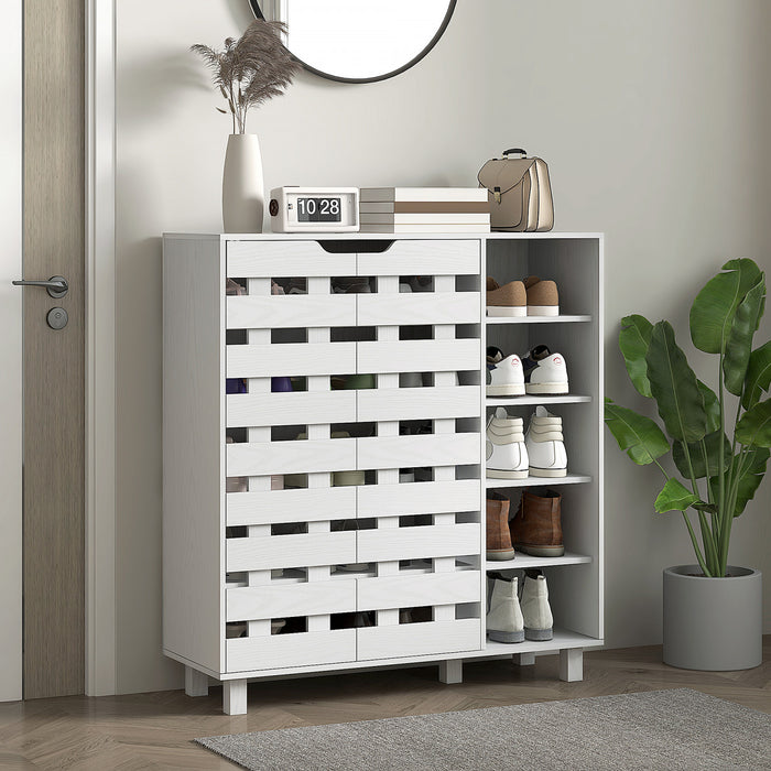 HOMCOM Shoe Storage Cabinet with 5-tier Cupboard and 5 Open Shelves
