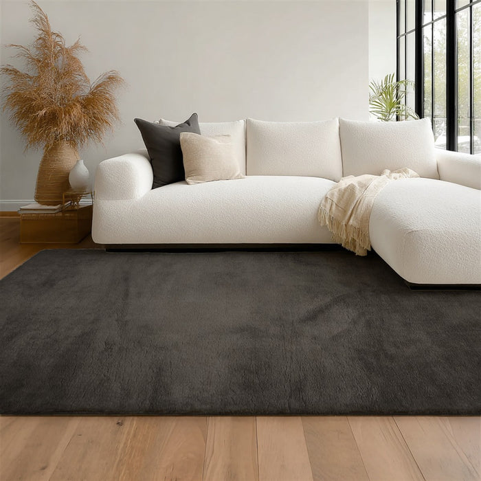 Argo Plush & Shags Charcoal Washable Rug 5'0\" x 7'6\" Indoor Area Rug