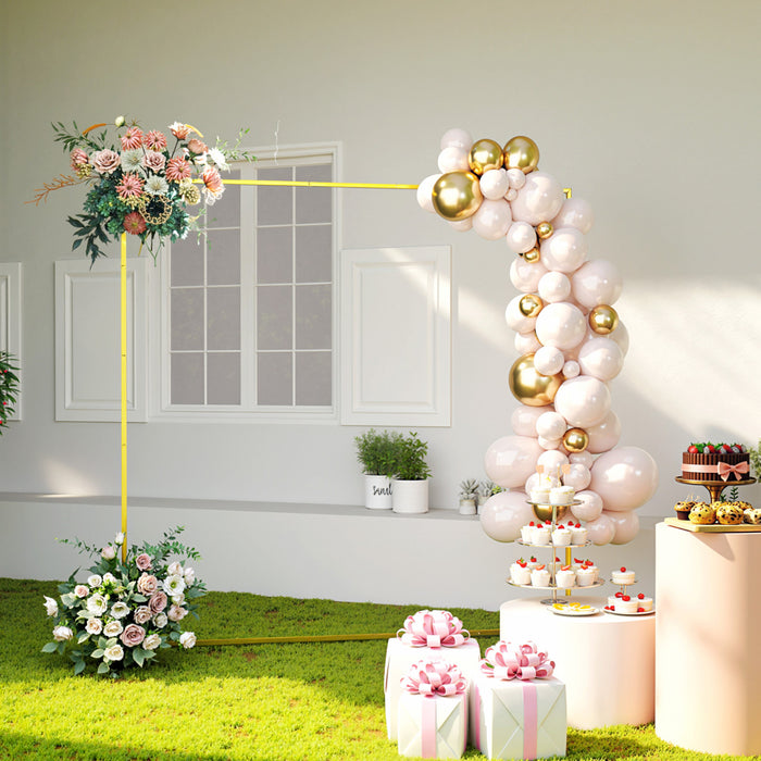 Outsunny Wedding Arch Backdrop Stand, 6.6 FT Square Wedding Arch, Gold