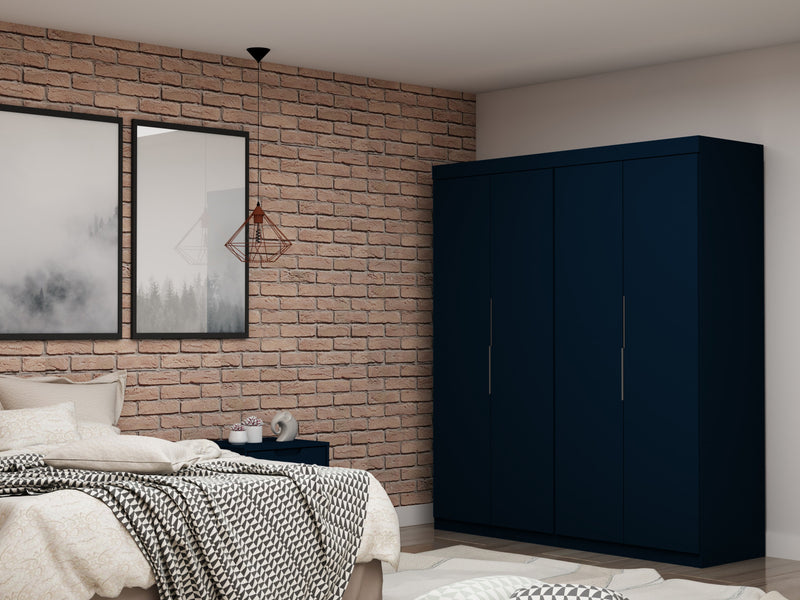 Mulberry Contemporary Modern 9-Piece Wardrobe Closet in Midnight Blue