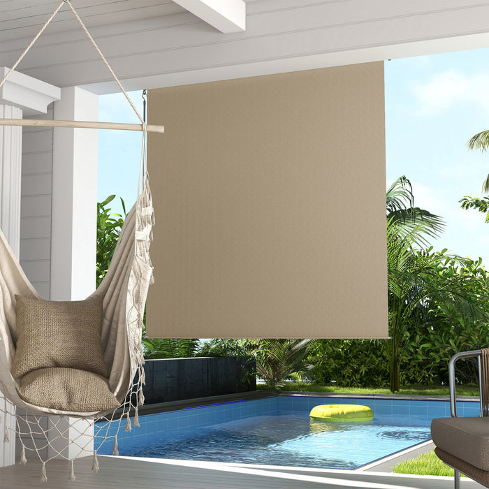 Outsunny Outdoor Roller Shade, 6' X 6' Patio Door Blinds, Beige